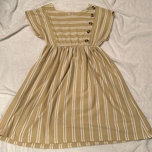 A dark mustard yellow striped dress